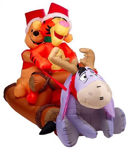 Gemmy Inflatable Christmas Lawn Decoration - Tigger, Pooh, and Eeyore in sleigh